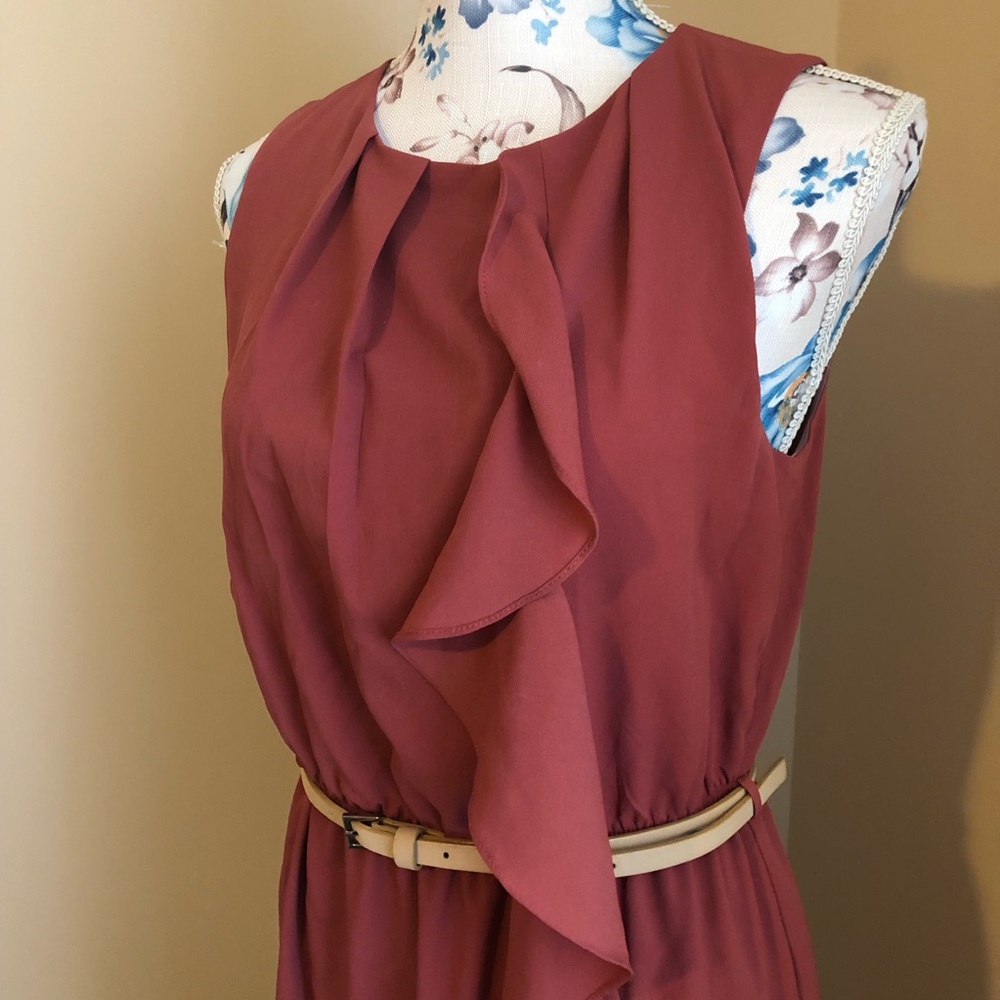 Zara punch pink colored ruffle dress size medium - Picture 2 of 8